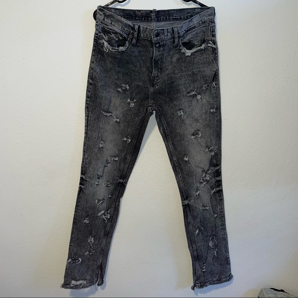 Distressed Black Washed Denim Jeans